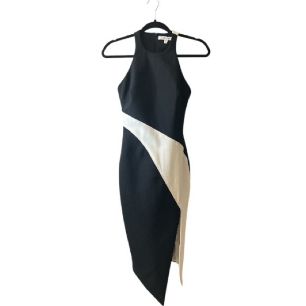 Elizabeth and James Shylen Asymmetrical Midi Dress in Black & White Sz 0 - Picture 4 of 16